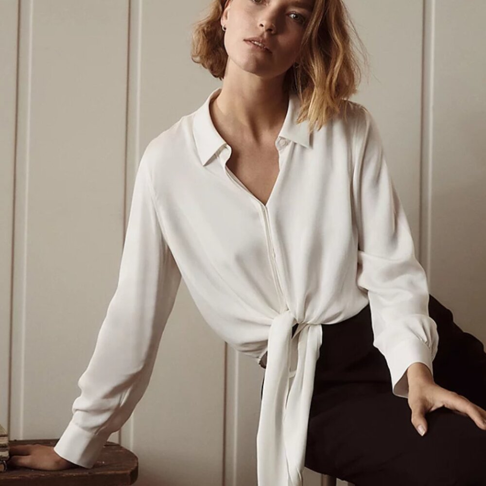 The White Company Silk Tie-Front Shirt